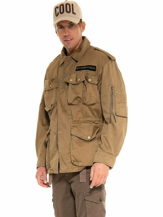 Diesel Herren Winter Jacke Lässig Khaki