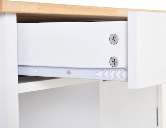HomCom Τρόλεϊ Κουζίνας Ξύλινο 5 Θέσεων Λευκό 66x39.5x86.5cm