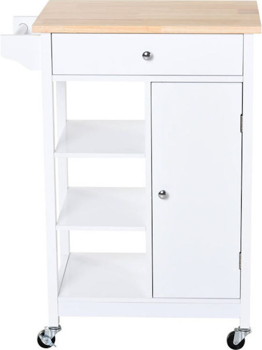 HomCom Kitchen Trolley Wooden in White Color 5 Slots 66x39.5x86.5cm