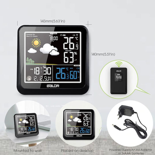 Baldr B0336 Wireless Digital Weather Station Tabletop Black