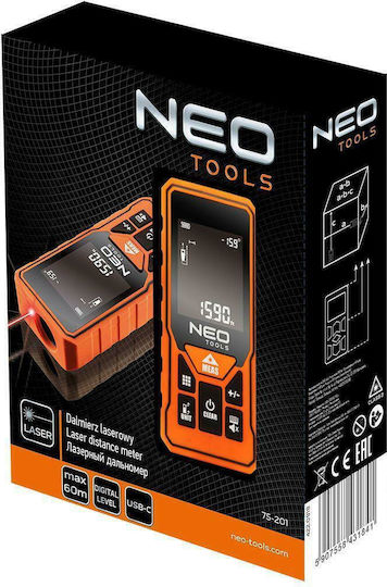 Neo Tools Μέτρο Laser 75-201 με Εύρος Μέτρησης 0.2m-60m