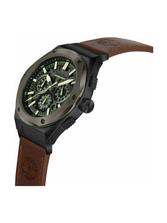 Timberland Carrigan Watch Chronograph Battery with Brown Leather Strap