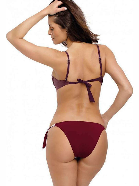 Marko Underwire Bikini Set Bra & Slip Bottom with Laces M-529 Burgundy 129266