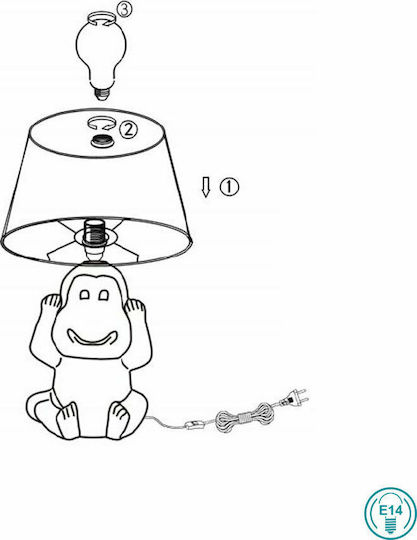Trio Lighting Nilson Κεραμικό Πορτατίφ για Ντουί E14 με Μαύρο Καπέλο και Βάση
