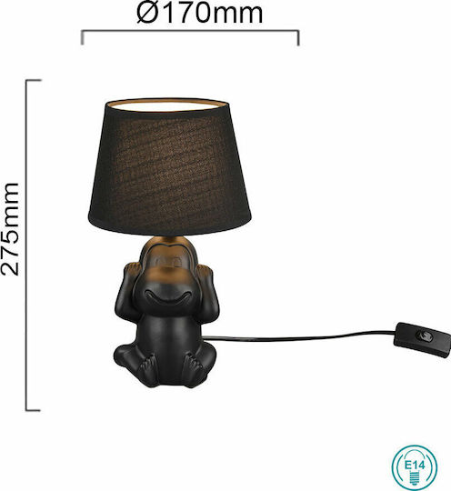 Trio Lighting Nilson Κεραμικό Πορτατίφ για Ντουί E14 με Μαύρο Καπέλο και Βάση