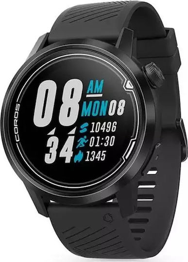 Coros Apex Titanium 46mm Αδιάβροχο Smartwatch με Παλμογράφο (Μαύρο)