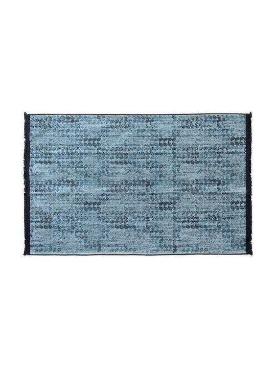 Palamaiki DC007 Rug Rectangular with Fringes Grey / Blue with Tassels