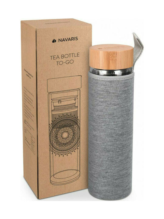 Navaris Glass Water Bottle with Screw Cap Indian Sun Transparent 500ml