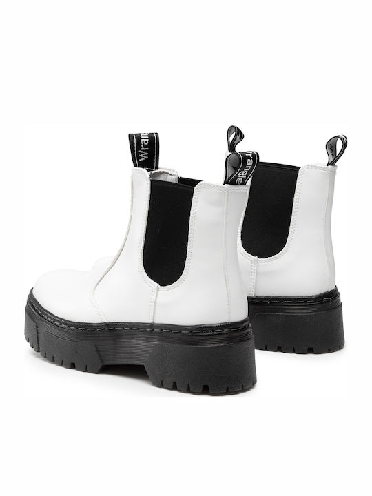 Piccadilly Leather Women's Chelsea Boots with Medium Heel White