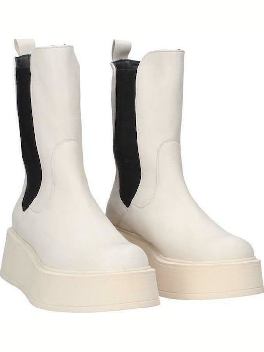 Leather Women's Chelsea Boots Ecru