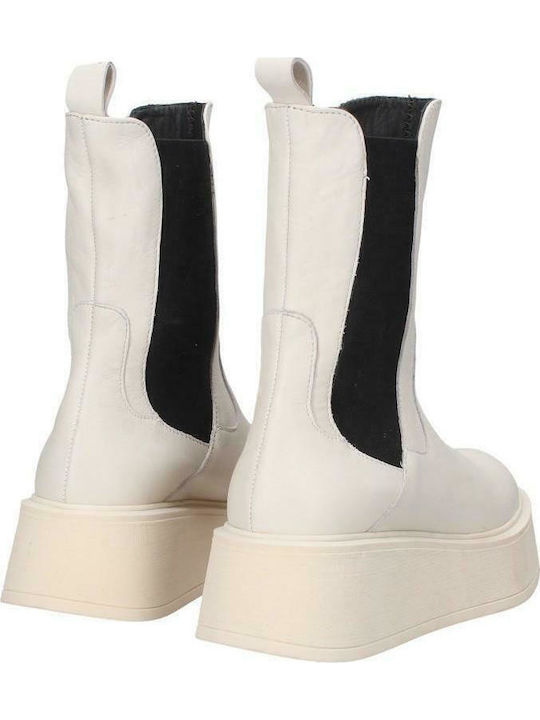 Leather Women's Chelsea Boots Ecru