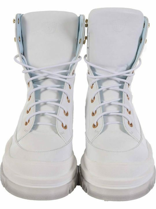 Leder Stiefeletten Damen Weiß