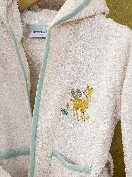 Nima Hooded Baby Bathrobe Caramel Forest Beige