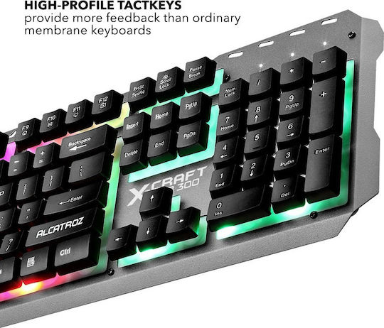 Alcatroz Spill Proof XKB300 Gaming Πληκτρολόγιο με RGB φωτισμό (Αγγλικό US)