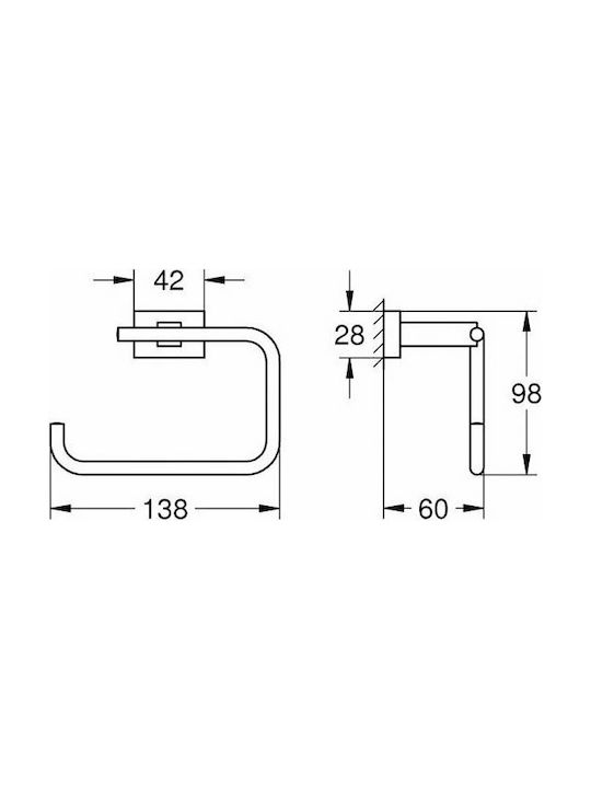 Grohe Essentials Cube Χαρτοθήκη Επιτοίχια Inox Ασημί