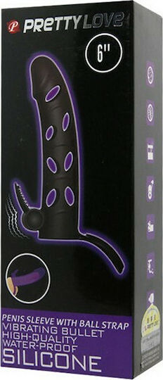 Pretty Love Plunging Pete Corona Penis Extension with Vibration Black 15.2cm