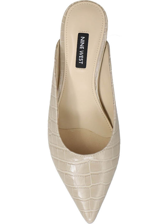 Angle3 Mules mit Dünn Hoch Absatz in Beige Farbe