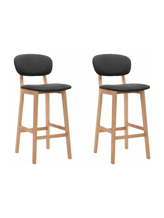 Stool Bar with Backrest Upholstered with Fabric Dark Grey 2pcs 45x47x92cm