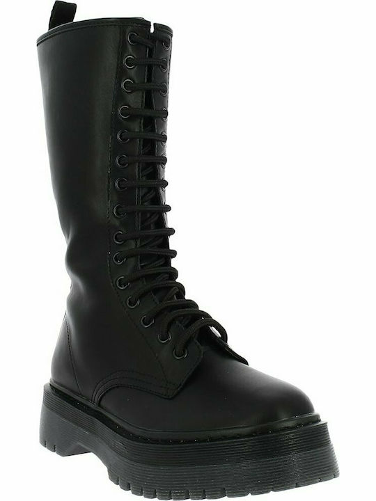 IQ Shoes Γυναικείες Μπότες με Μεσαίο Τακούνι Μαύρες