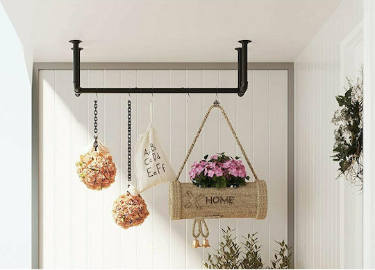 Songmics Κρεμάστρα Τοίχου Μεταλλική Μαύρη 110x29.3cm 2τμχ