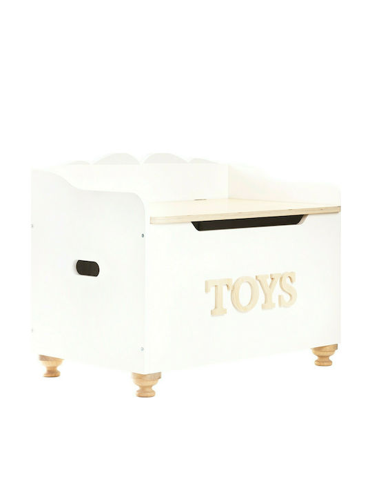 Kids Wooden Toy Storage Box White