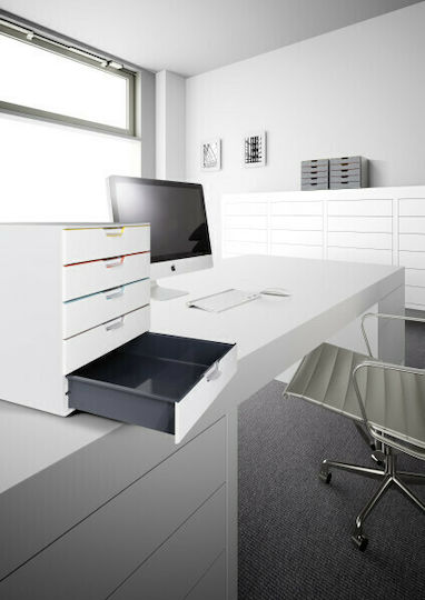 Durable Plastic Desktop Drawer 5 Number of Spit White Varicolor 7625-27