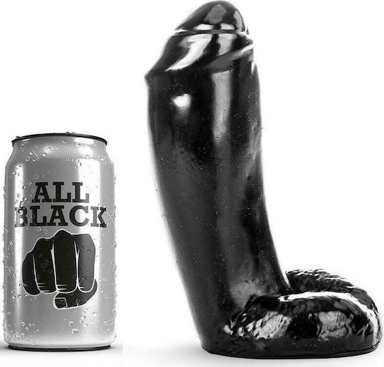 All Black Dong Realistic Ρεαλιστικό Dildo με Όρχεις Μαύρο 18cm