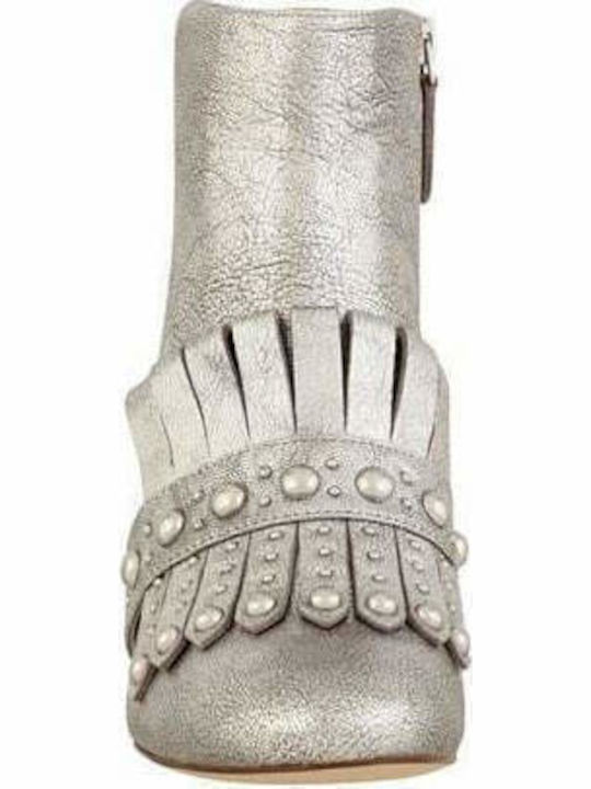 Qamile Leather Women's Ankle Boots Silver