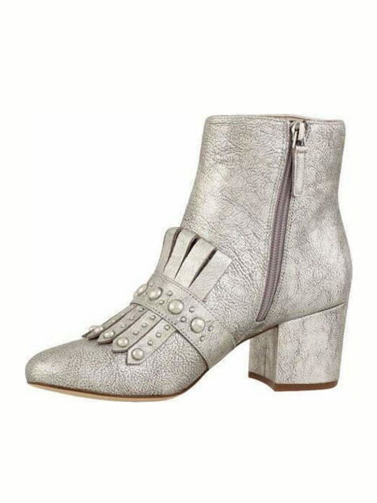 Qamile Leather Women's Ankle Boots Silver