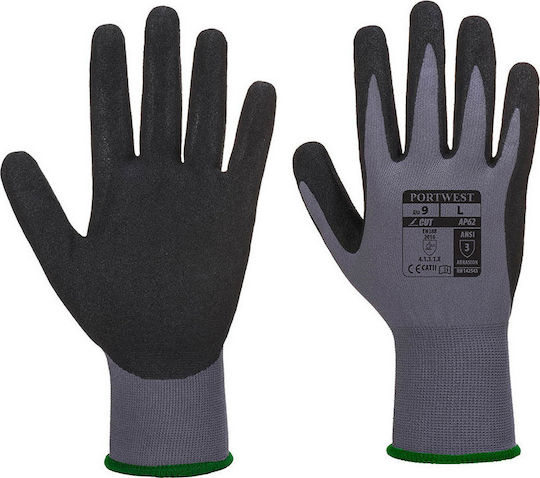 Portwest Dermiflex Aqua Waterproof Gloves for Work Gray Nitrile