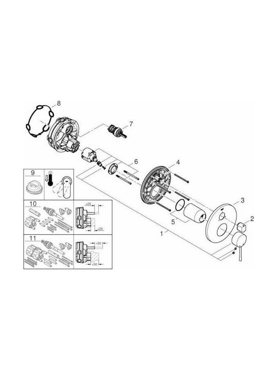 Grohe Essence Built-in Faucet Mixer for Shower 3 Exits Copper