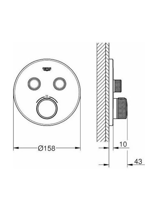 Grohe Grohtherm Smart Control Built-in Faucet Mixer for Shower 2 Exits Inox Copper