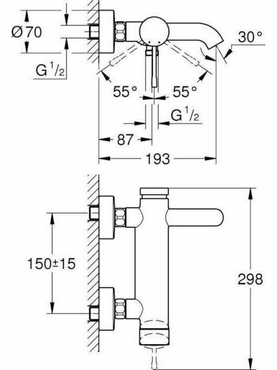 Grohe Essence Amestecare Baterie Cadă Argint