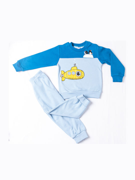 Dreams by Joyce Set Top & Bottom Kids Winter Pyjamas Light Blue