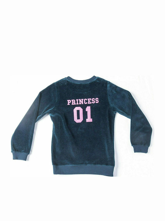 Dreams by Joyce Set Top & Bottom Kids Winter Velvet Pyjamas Navy Blue