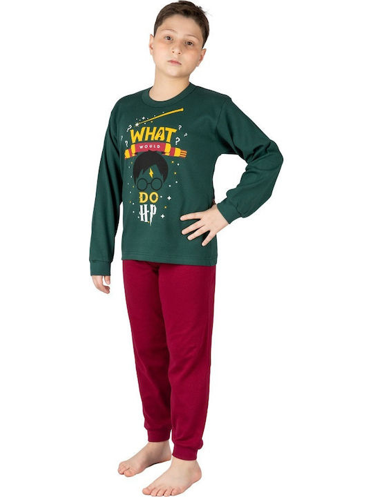 Nina Club Παιδική Πιτζάμα Χειμωνιάτικη Βαμβακερή για Αγόρι Πράσινη