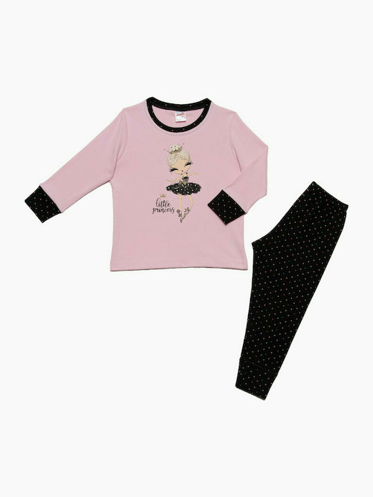 Minerva Set Top & Bottom Kids Winter Cotton Pyjamas Pink