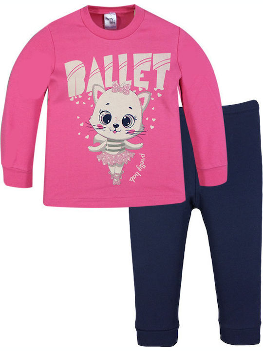 Pretty Baby Set Top & Bottom Kids Winter Cotton Pyjamas Fuchsia