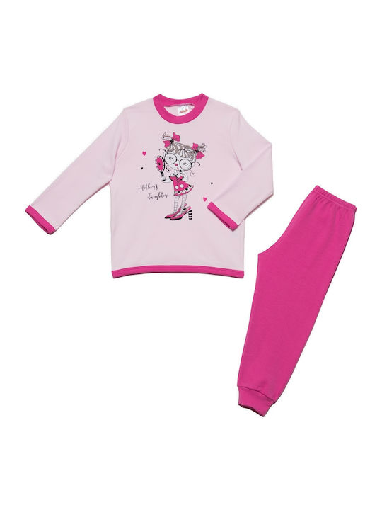 Minerva Set Top & Bottom Kids Winter Cotton Pyjamas Pink