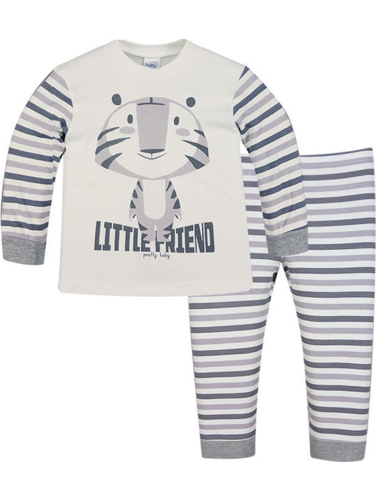 Pretty Baby Set Top & Bottom Kids Winter Pyjamas Ecru