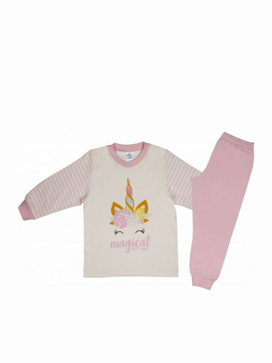 Pretty Baby Set Top & Bottom Kids Winter Pyjamas Ecru