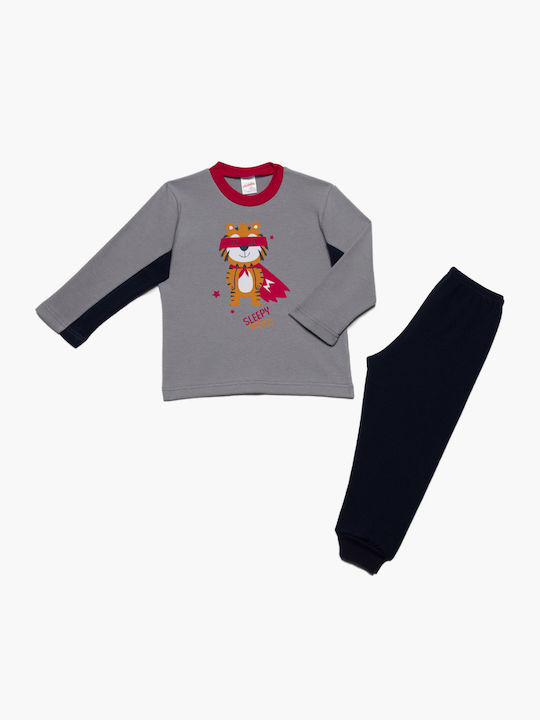 Minerva Set Top & Bottom Kids Winter Cotton Pyjamas Gray