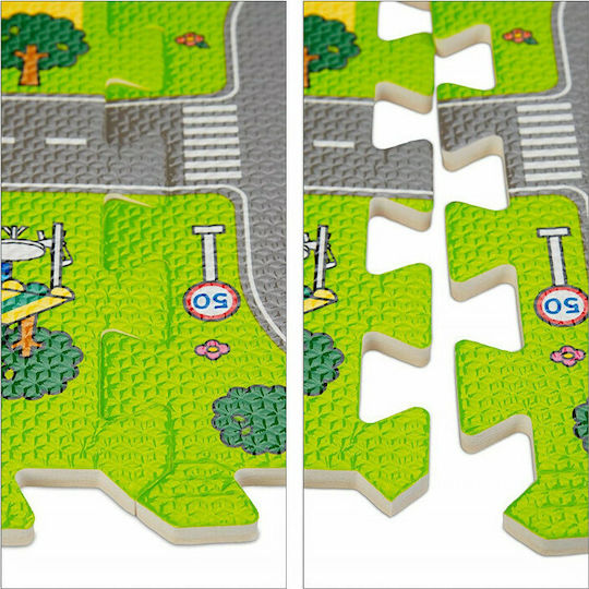 Relaxdays Puzzle De Podea Interactiv Cu Drumuri 9 Piese