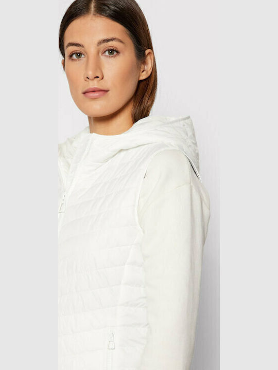 Ascythia Scurtă Jachetă de femei Fără mâneci Puffer Alb
