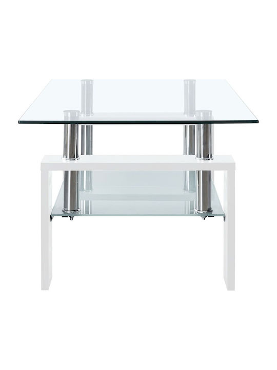 Rectangular Central Coffee Table Wooden Transparent White M95xW55xH40cm
