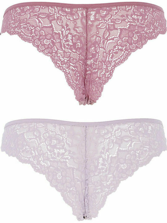 Cotonella Cotton Women's Brazil 2Pack with Lace Pink