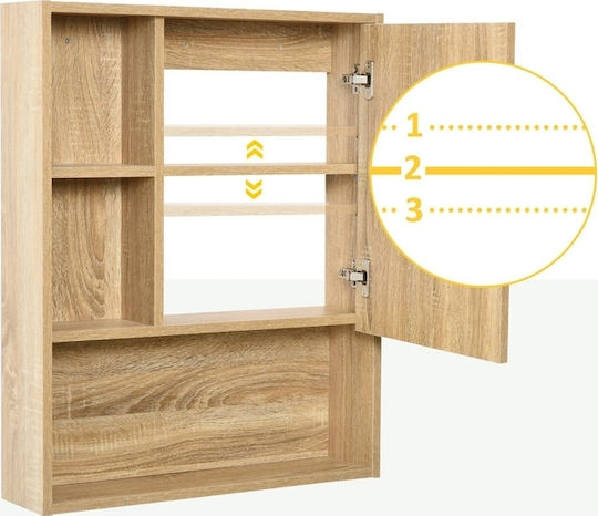 HomCom Rectangular Bathroom Mirror made of Particle Board with Shelf & Cabinet 60x76cm Brown