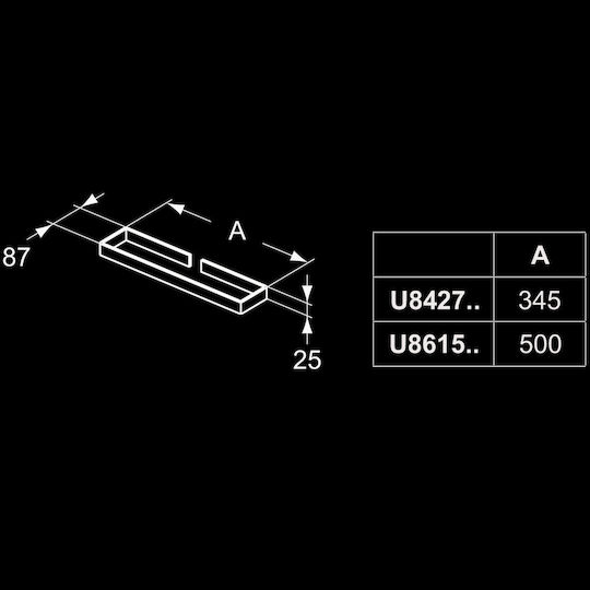 Ideal Standard Cubo Ράγα Μπάνιου Μονή Επιτοίχια με Βίδες Inox Ασημί