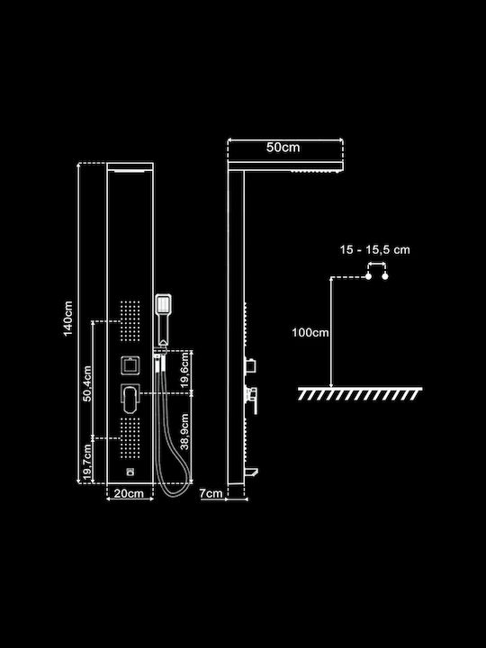 Vinci Prince Coloană de Hidromasaj 140cm Argint