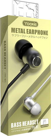 Yookie YTL-02 In-ear Handsfree με Βύσμα Lightning Μαύρο